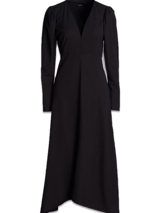 Isabel Marant Dresses & Skirts - NWT ISABEL MARANT Silabi A-Line V-Neck Long Sleeve Flared Crepe Midi Black Dress